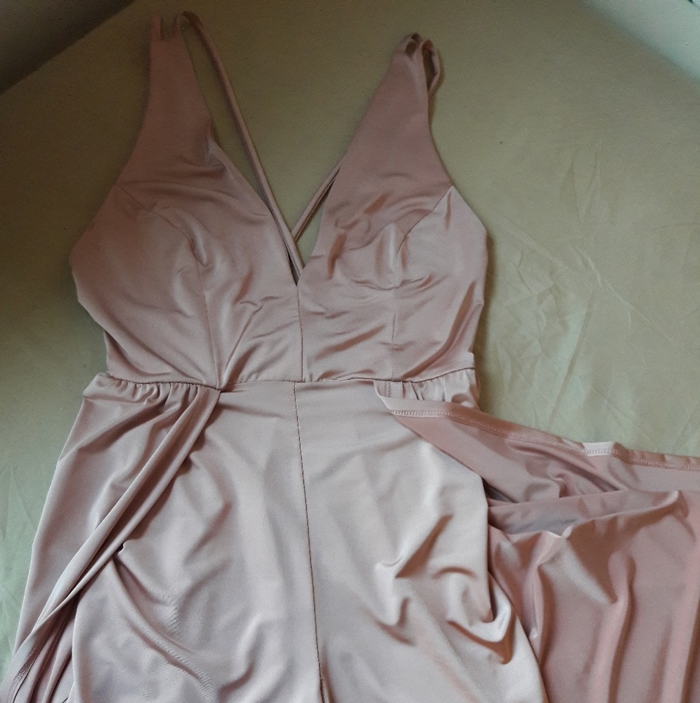 Soft Pink Silk Romper Dress